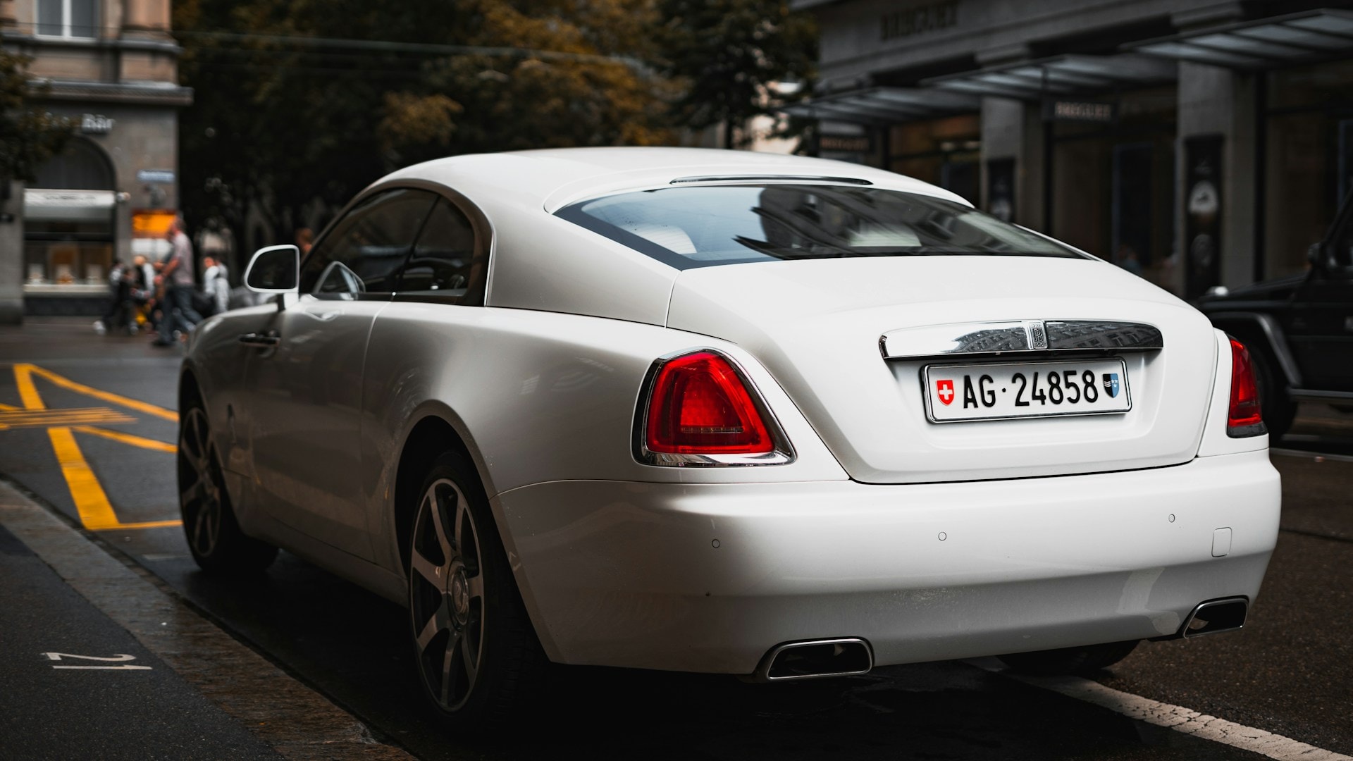 White Rolls-Royce Wraith on Zurich streets